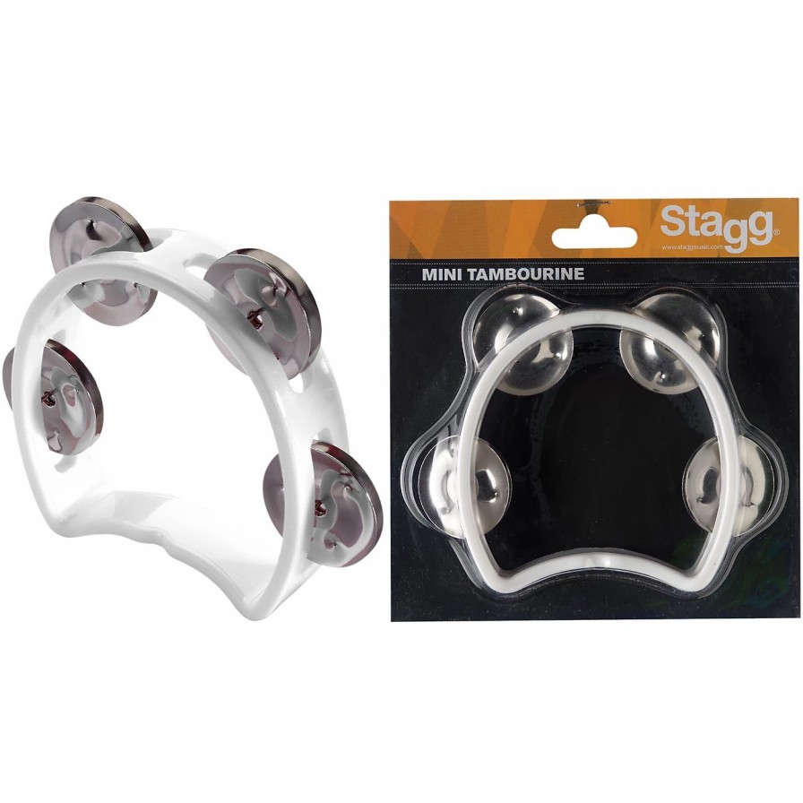 Classroom Rhythm Instruments * | Brand New Stagg Stagg 4 Jingle Cutaway Tambourine White