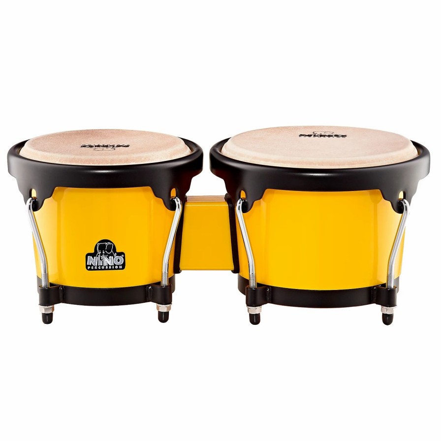 Classroom Rhythm Instruments * | Best Reviews Of Nino Nino Abs Bongos Plus Yellow Shell/Black Hardware 6-1/2 & 7-1/2 In.