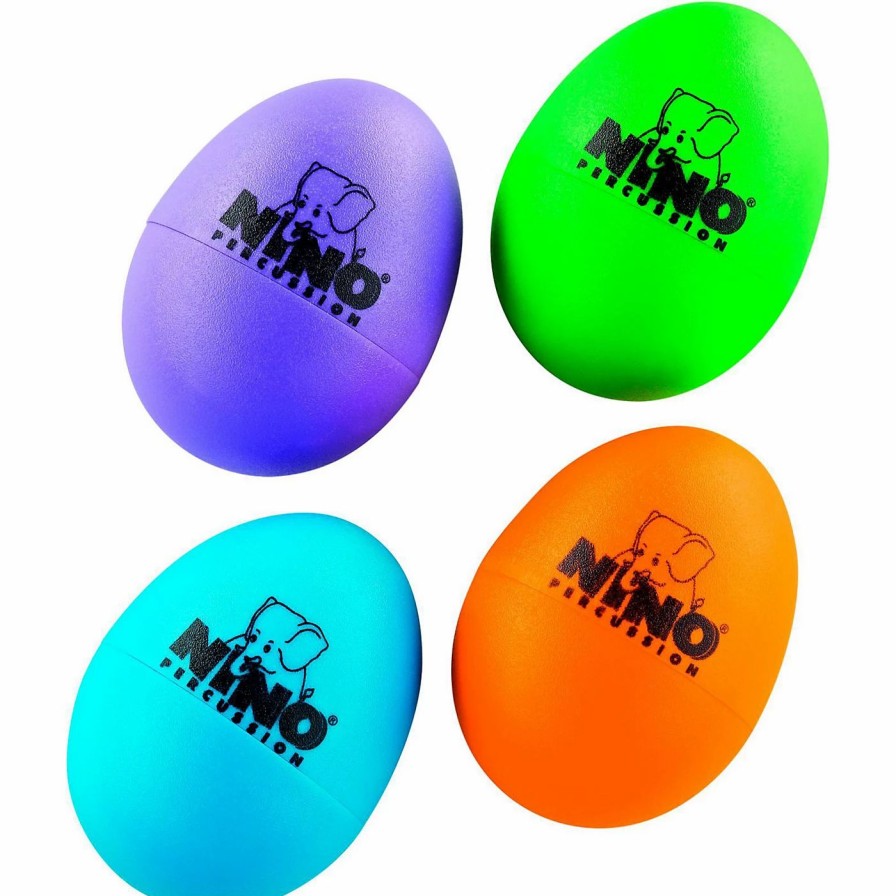 Classroom Rhythm Instruments * | Best Deal Nino Nino Plastic Egg Shaker 4 Piece Assortment Aubergine/Grass Green/Orange/Sky Blue