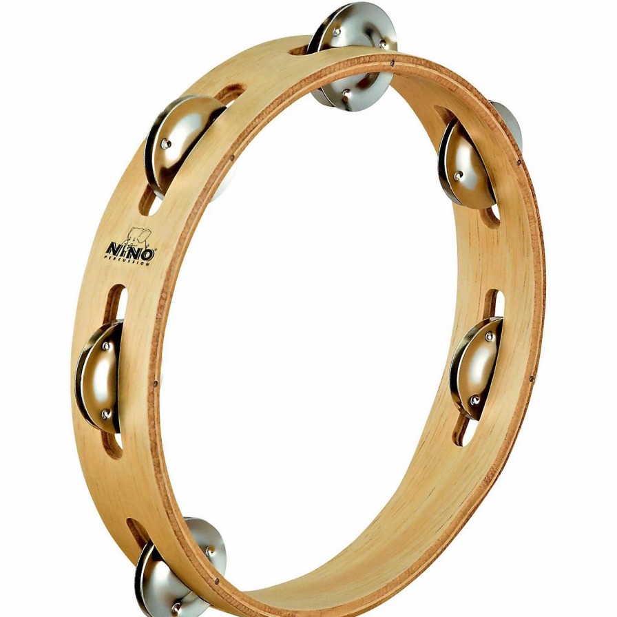 Classroom Rhythm Instruments * | Brand New Nino Nino Wood Tambourine 1 Row Natural 8 In.