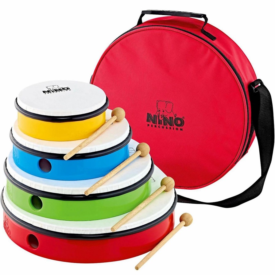 Classroom Rhythm Instruments * | Best Reviews Of Nino Nino 4-Hand Drum Set With Mallets And Bag