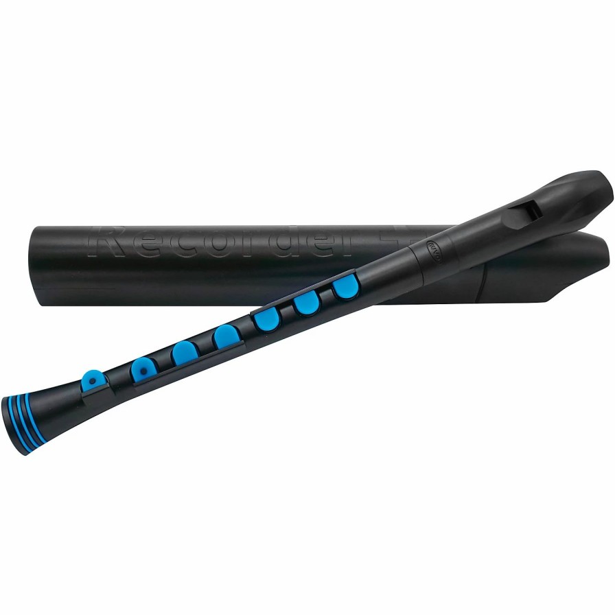 Recorders * | Brand New Nuvo Nuvo Recorder+ German Fingering With Hard Case Black/Blue