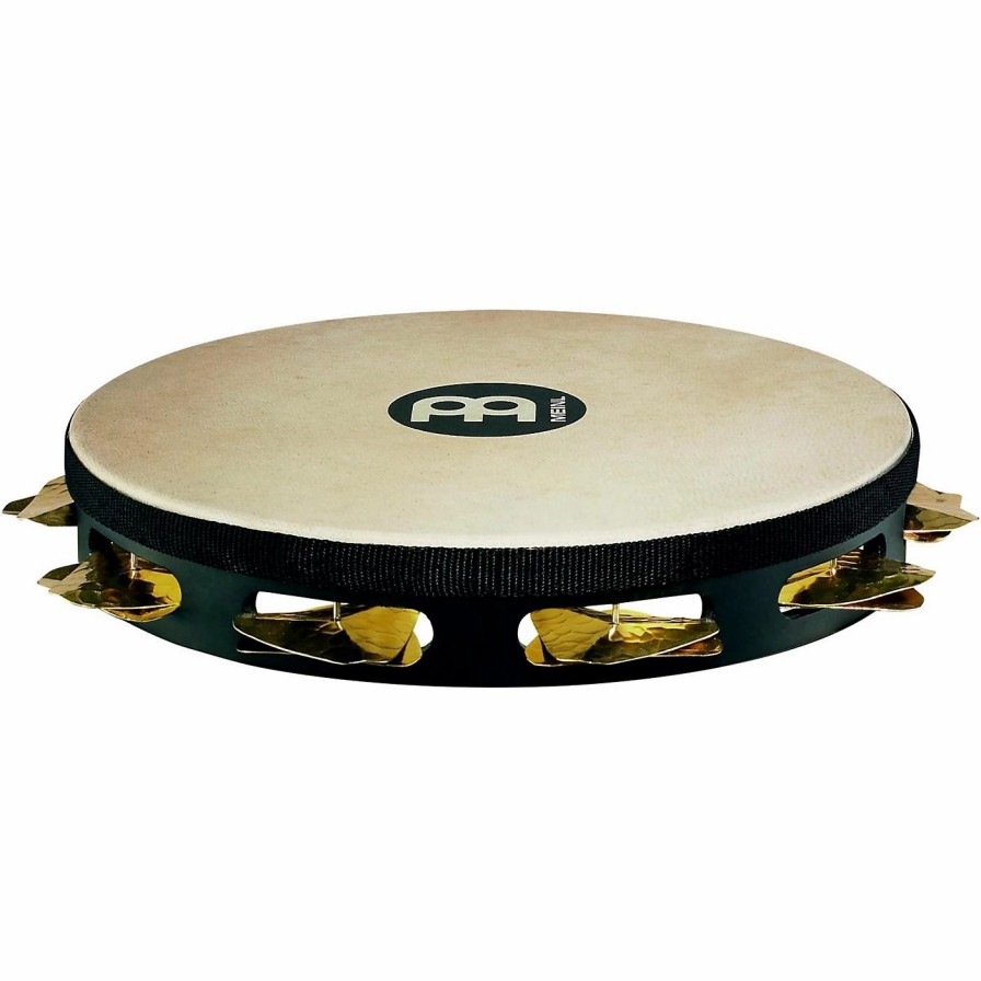 Classroom Rhythm Instruments * | Cheapest Meinl Meinl Super-Dry Studio Goat-Skin Wood Tambourine One Row Brass Jingles Black