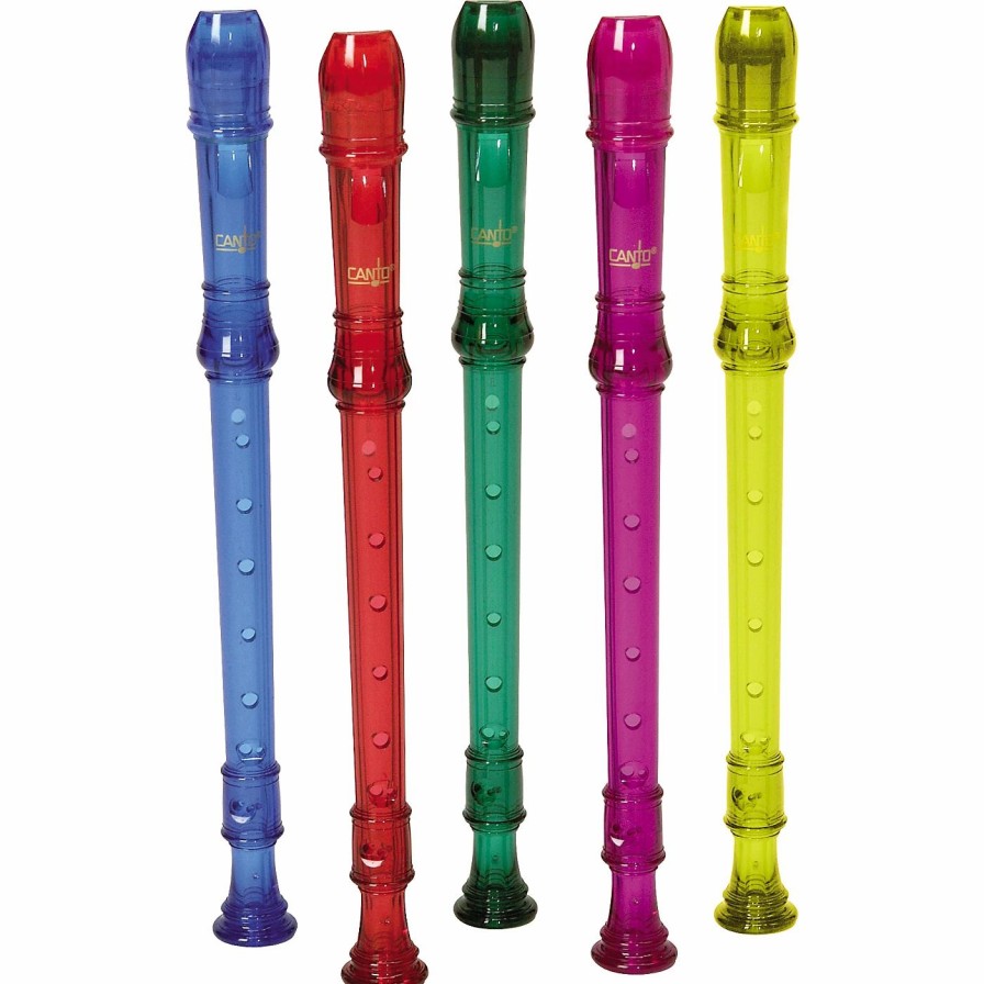 Recorders * | Best Sale Canto Canto One-Piece Translucent Soprano Recorder With Baroque Fingering Transparent Blue